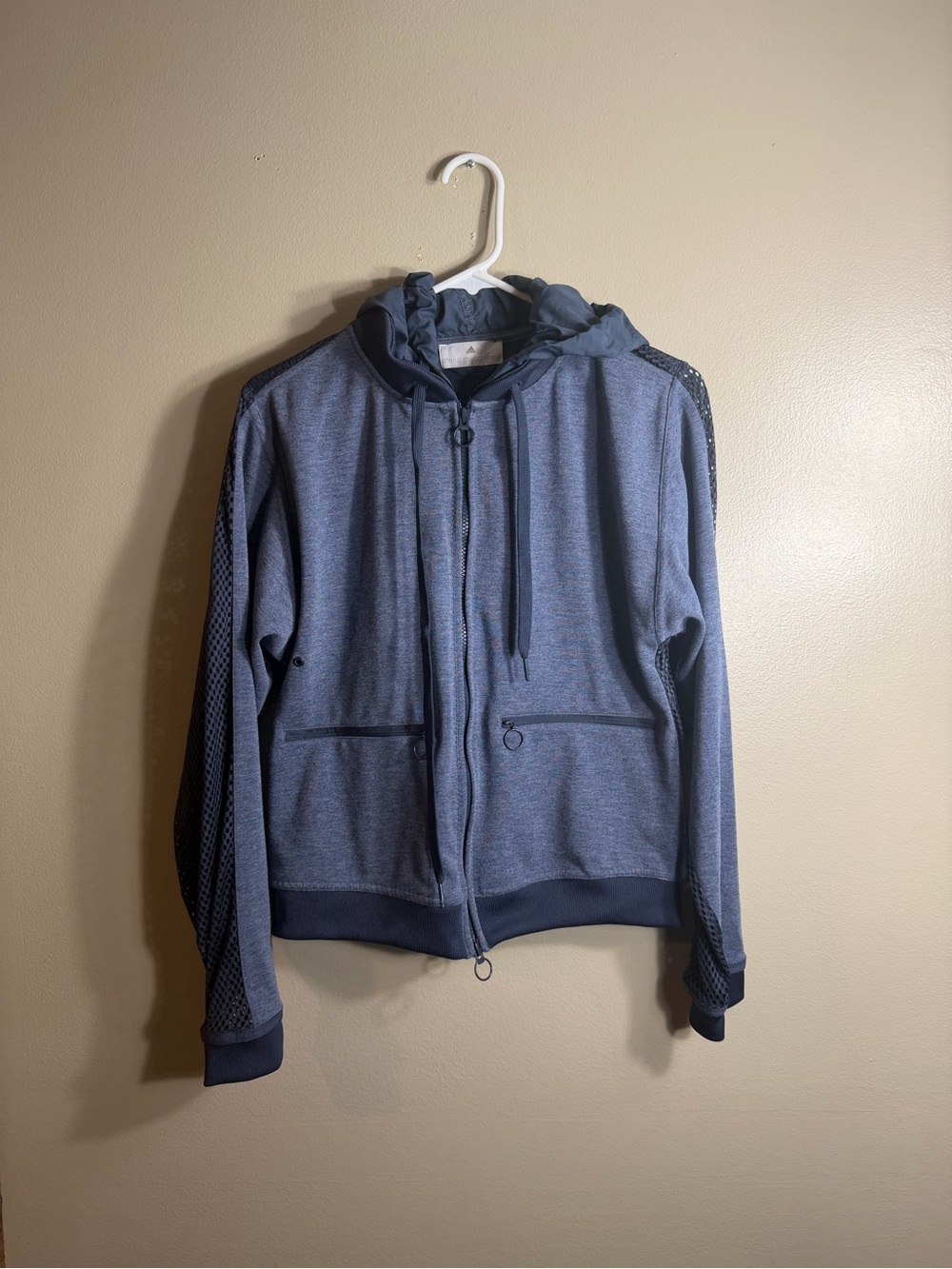 Adidas by Stella McCartney Blue Mesh Zip Hoodie Jacket Athletic Activewear